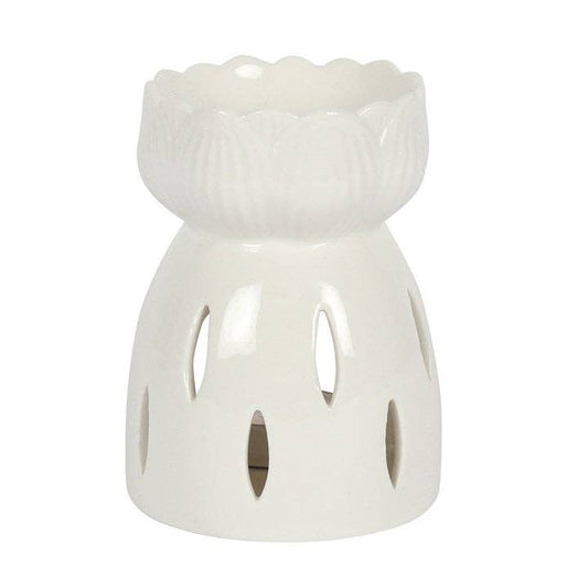 White Gloss Lotus Flower Oil Burner - EcoBeo