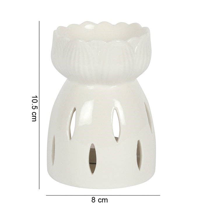 White Gloss Lotus Flower Oil Burner - EcoBeo