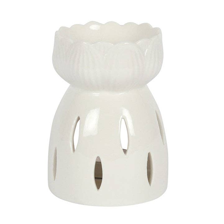 White Gloss Lotus Flower Oil Burner - EcoBeo