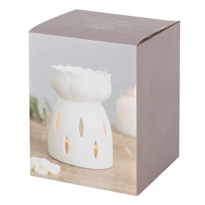 White Gloss Lotus Flower Oil Burner - EcoBeo