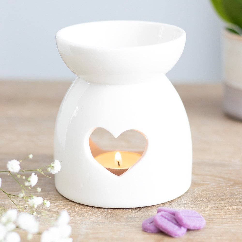 White Heart Cut Out Oil Burner - EcoBeo