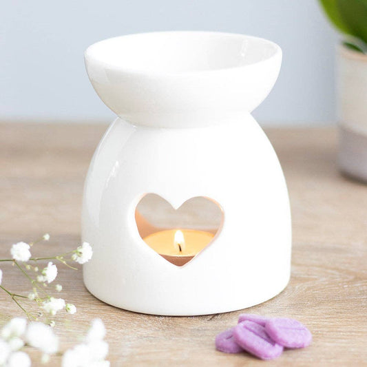 White Heart Cut Out Oil Burner - EcoBeo